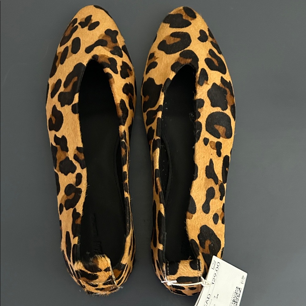 H&M Leopard Print leather flats, size 7